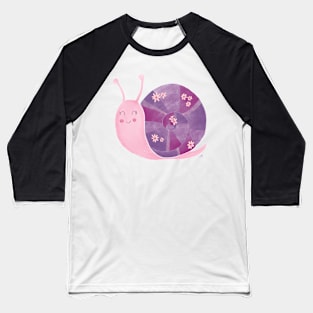 Sweet Pink Garden Snail Baseball T-Shirt